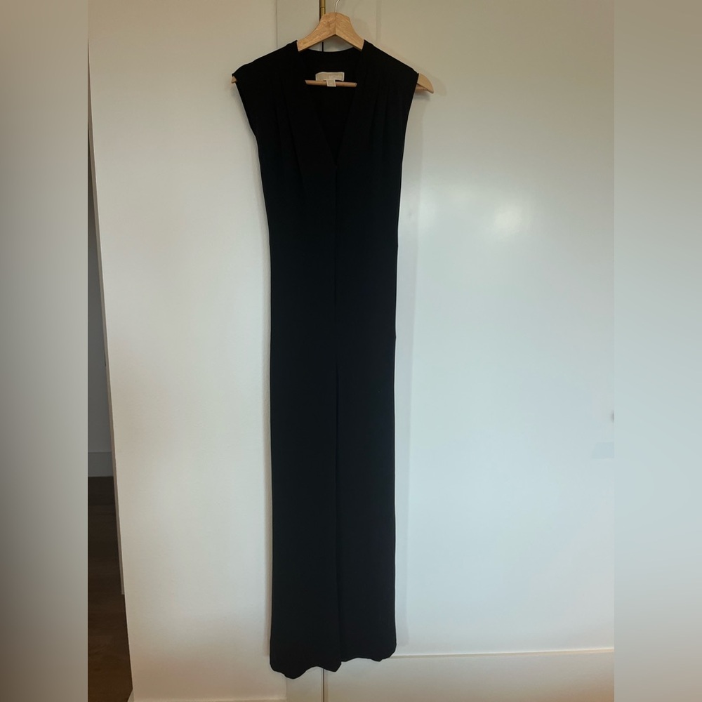 Michael Kors Elegant Black Jumpsuit with Buttoned Front and Pockets